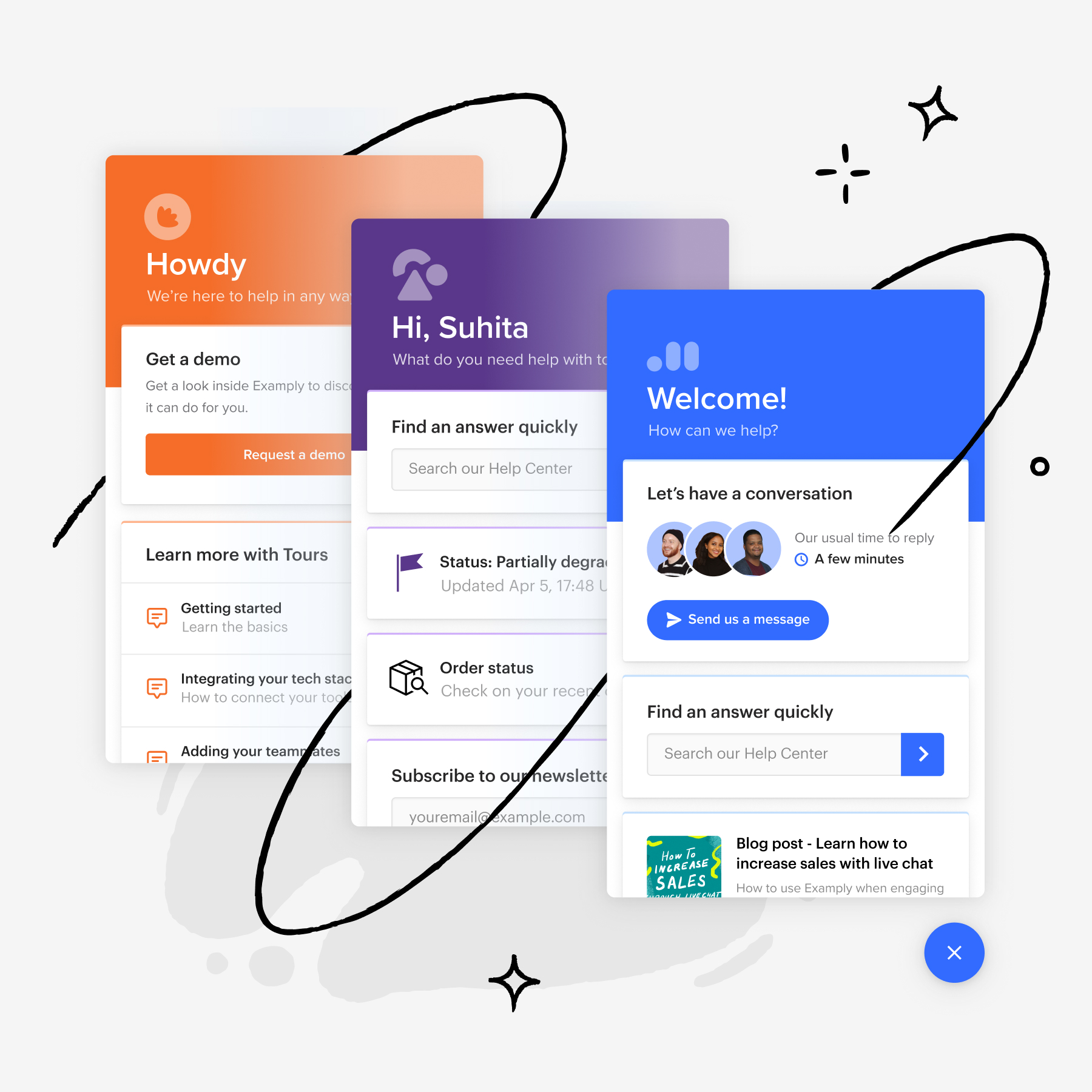 Live chat support greeting a website visitor in real-time