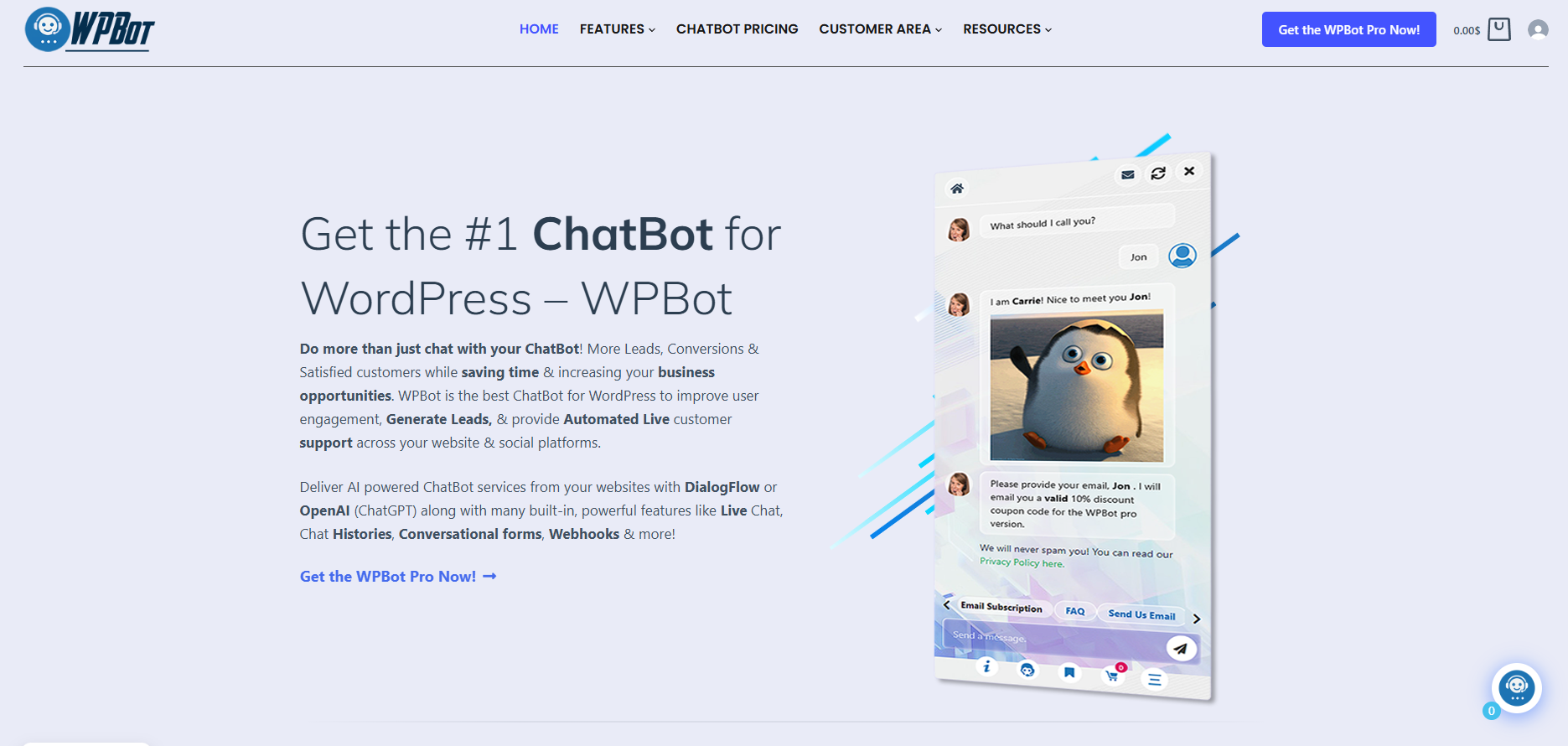 WPBot is a native WordPress plugin