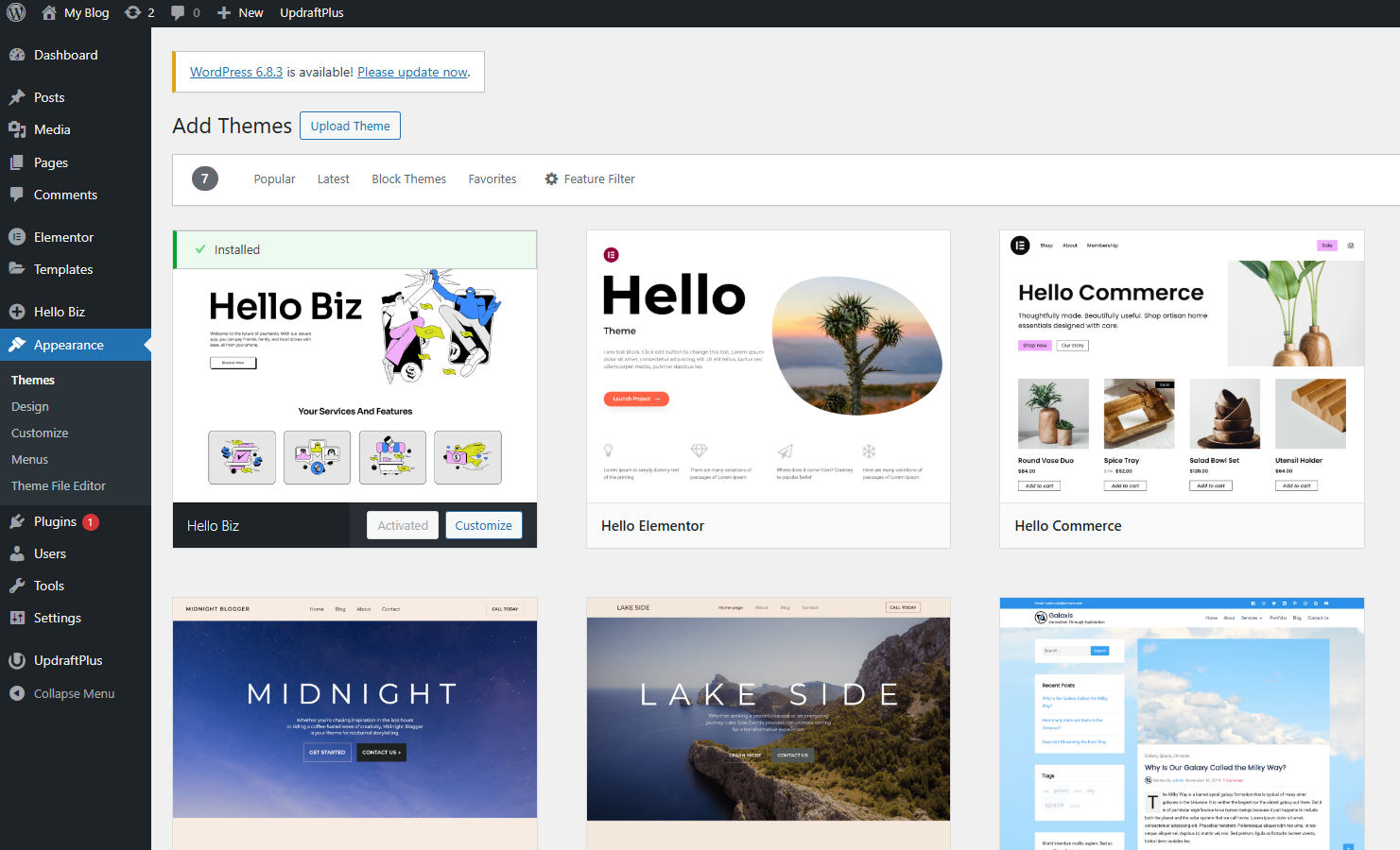 installing a new wordpress theme from wp dashboard