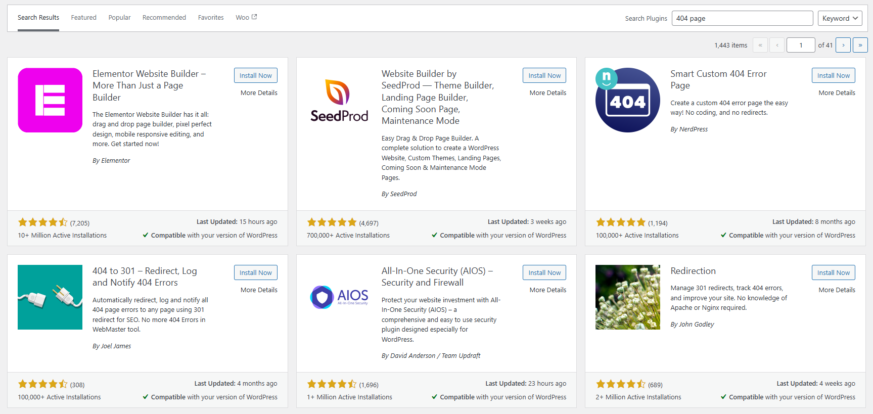 custom 404 page WordPress