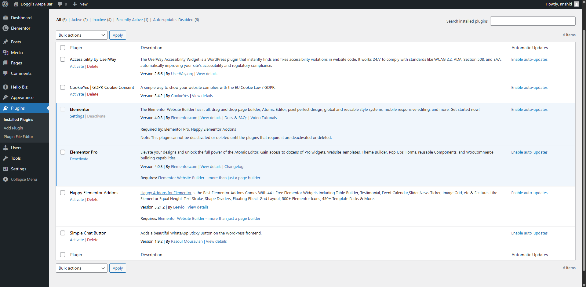 wordpress update failed