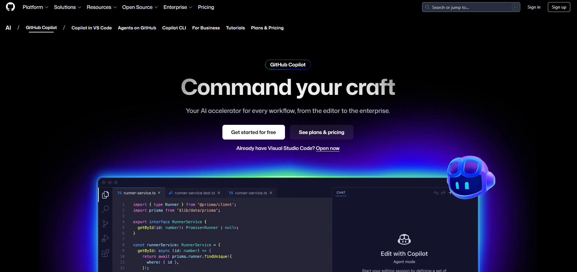 The GitHub Copilot extension suggesting a Python function inside a code editor.
