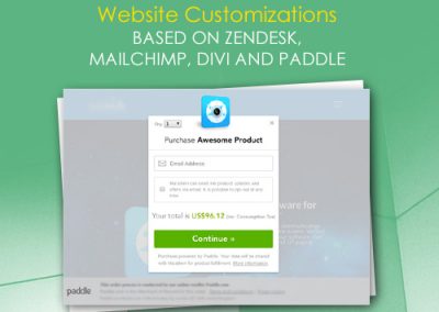 Website Customizations based on Zendesk, MailChimp, Divi and Paddle