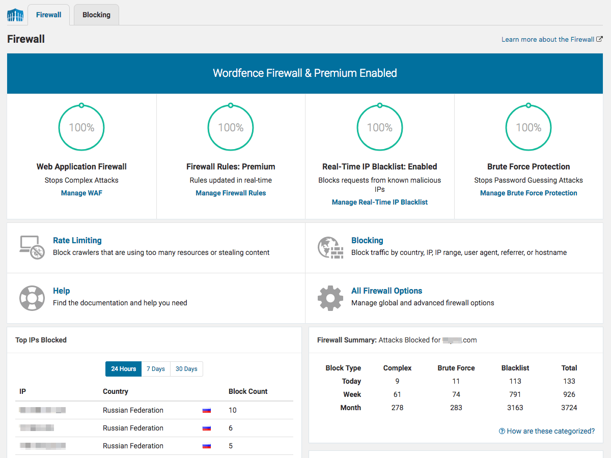 Wordfence security scan interface showing vulnerability alerts
