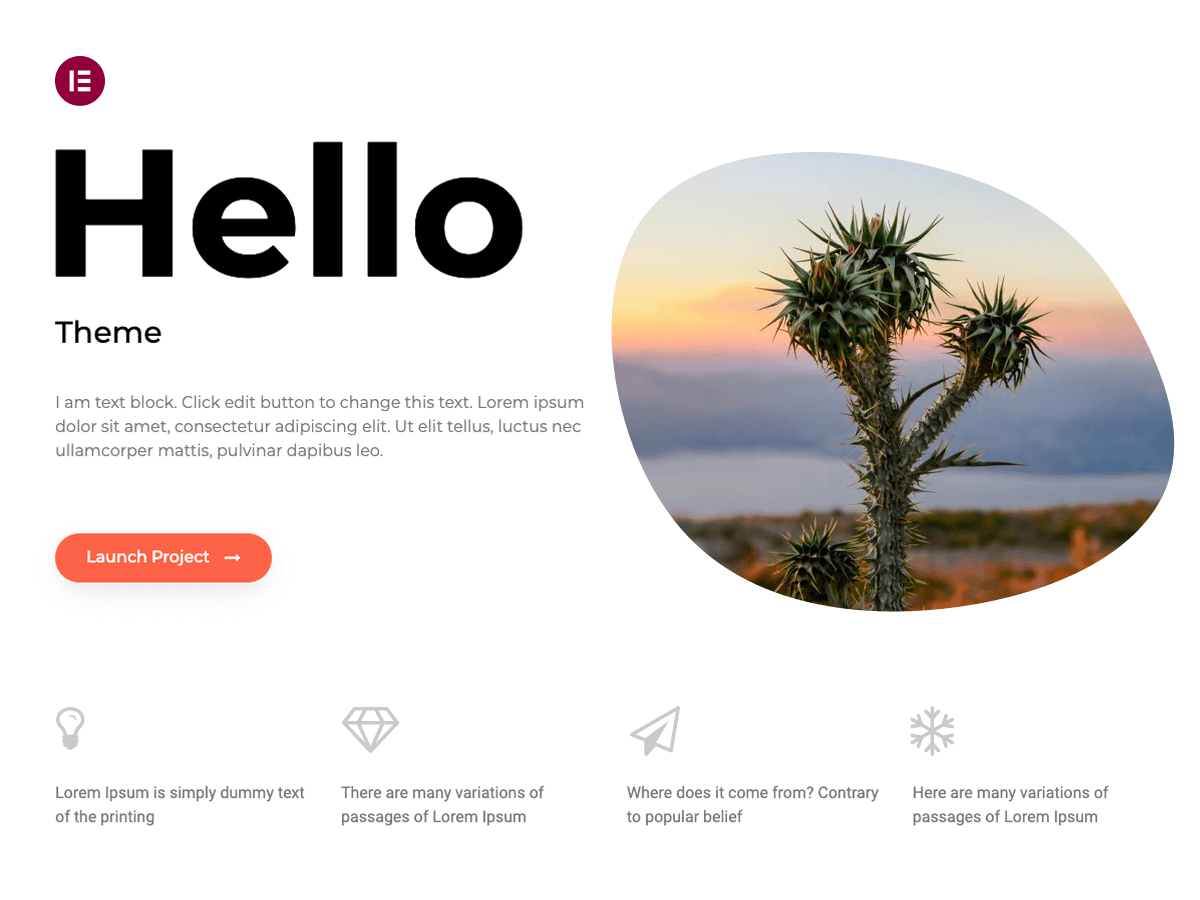 Hello Elementor is a lightweight and minimalist WordPress theme